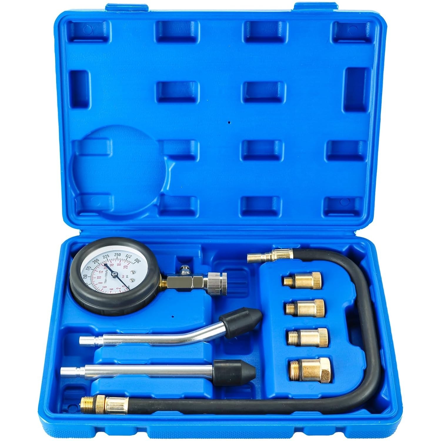 8PCS Engine Cylinder Compression Tester Kit 0-300 PSI