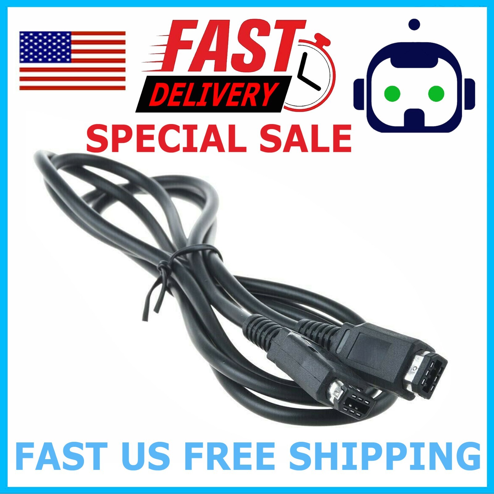 Two Player Link Cable Cord for Nintendo Advanced Game Boy Advance SP GBA GBASP