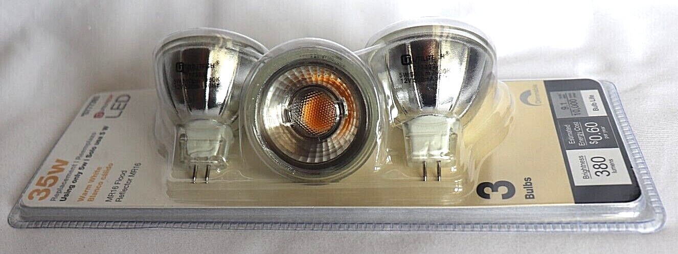 3 pack 35W Replacement LED bulbs, Warm White, MR16 Flood, *Choose Your Base*