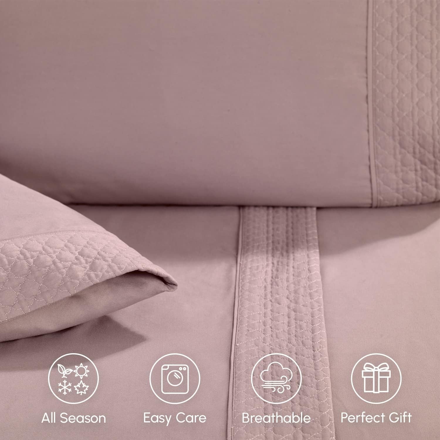 Luxurious 4-Piece Quilted King Sheet Set - 1500 Thread Count, Wrinkle Resistant