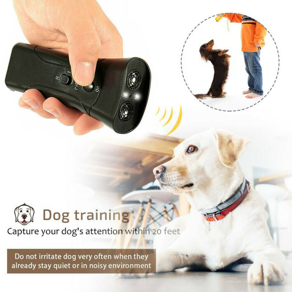 Ultrasonic Anti Dog Barking Pet Trainer LED Light Gentle Chaser Device Repellent