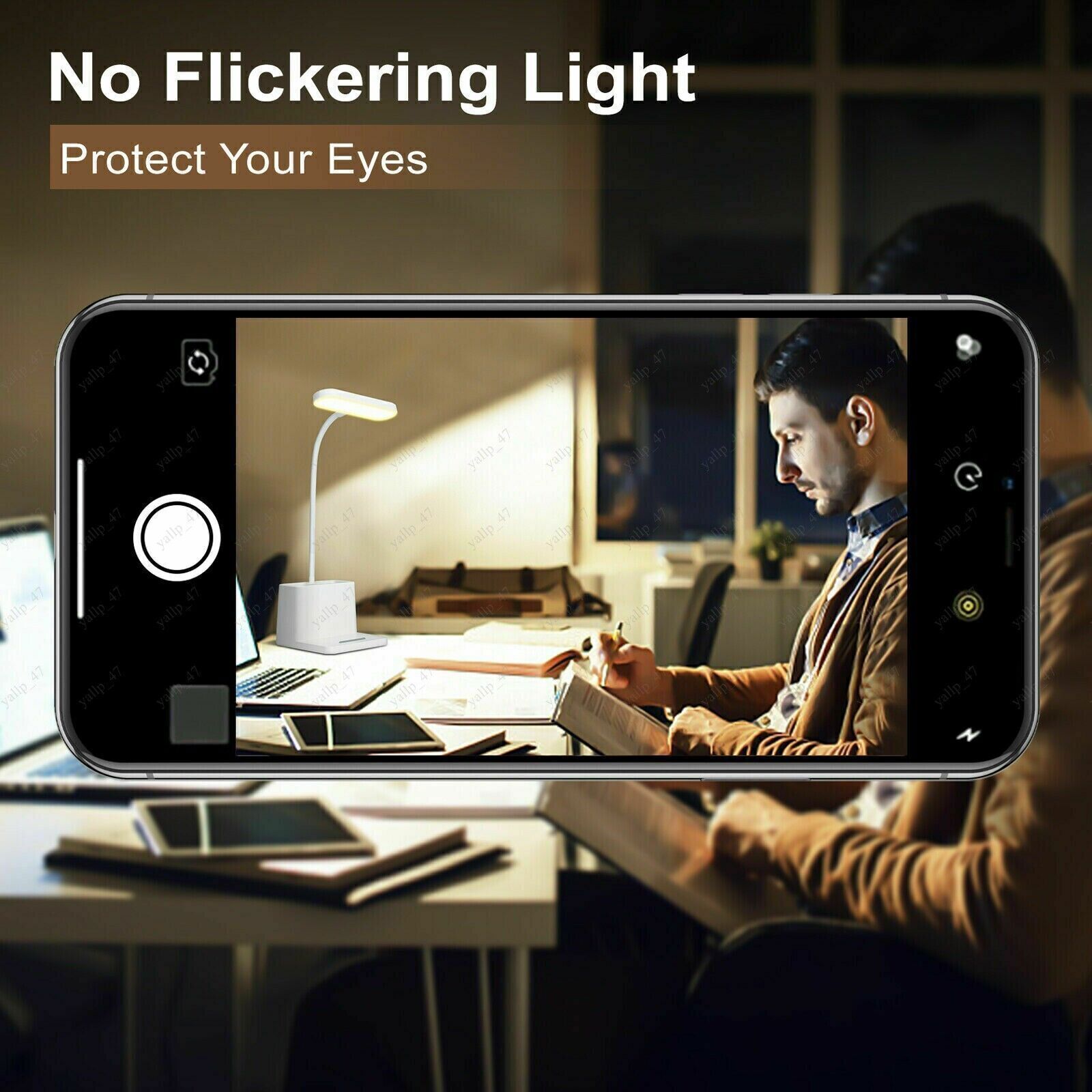 Dimmable LED Desk Light Touch Sensor Table Bedside Reading Lamp USB Rechargeable
