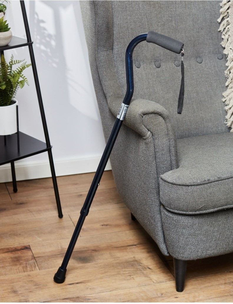 Adjustable Ice Blue  Aluminum Offset Walking Cane
