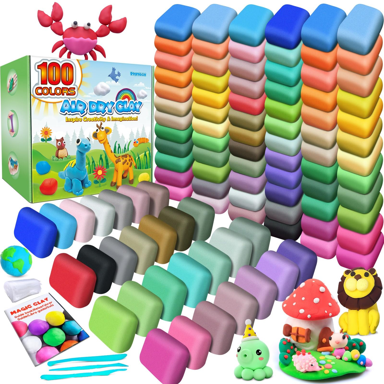 ESSENSON Air Dry Clay 100 Colors, Modeling Clay for Kids, DIY Molding Magic