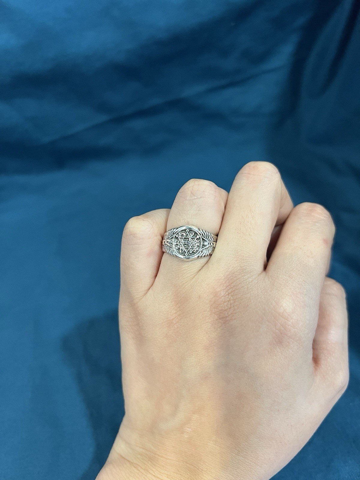 925 Sterling Silver Men Women Lady Vintage Style Star of David Ring Sz 7