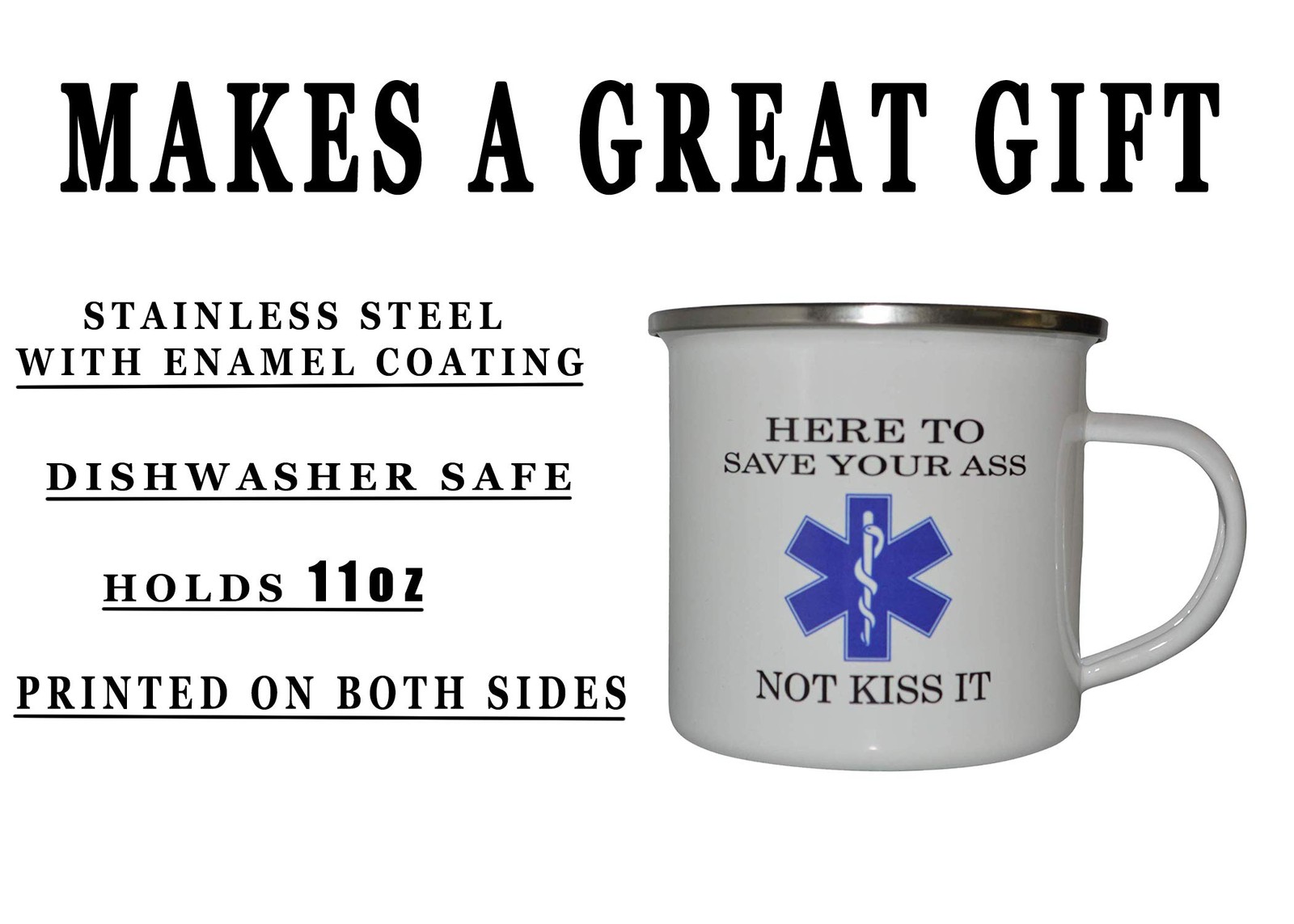 Rogue River Tactical EMT EMS Here To Save Camp Mug Enamel Camping Coffee Cup ...