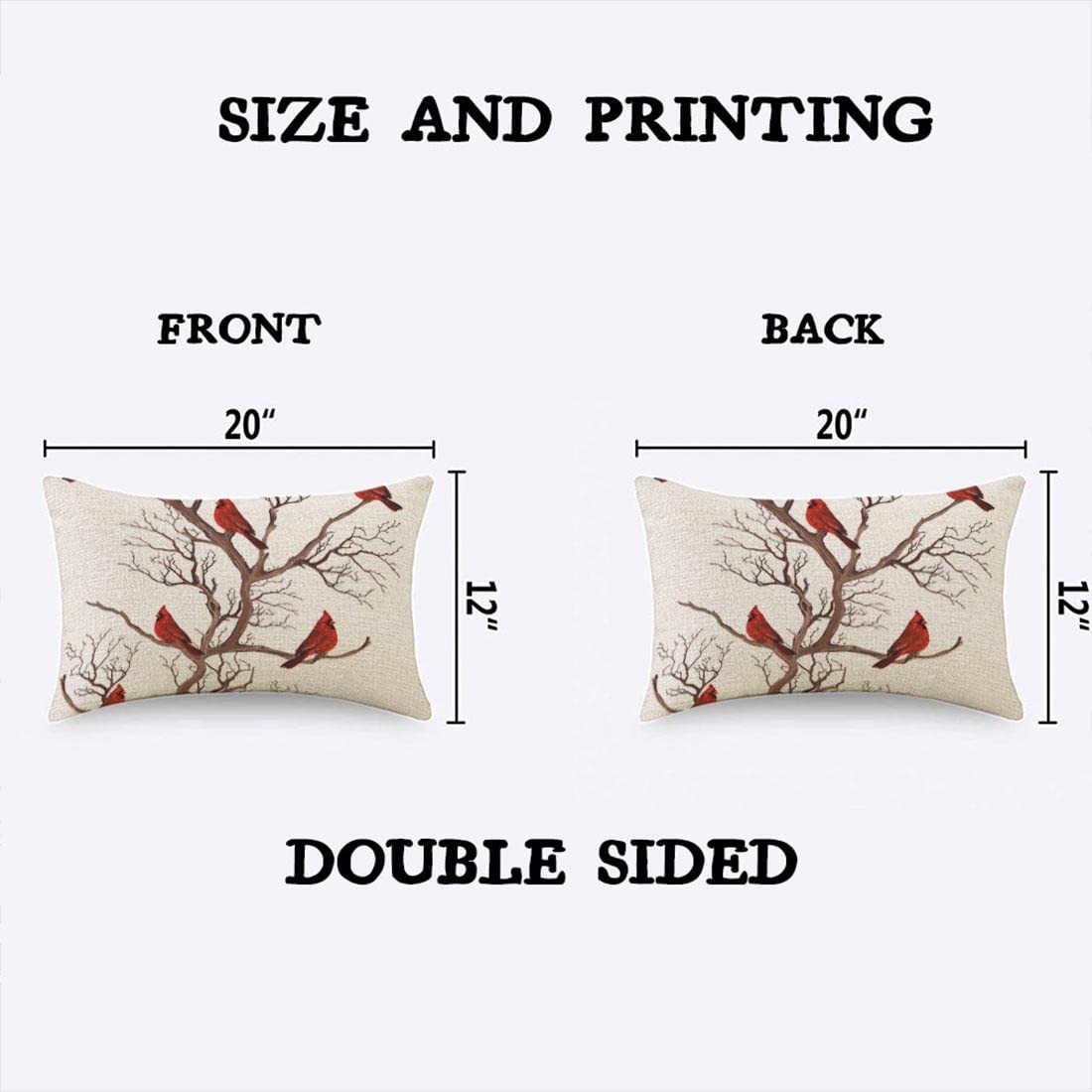 TKS MITLAN Beautiful Red Birds 20" x 12" (Pack of 1),