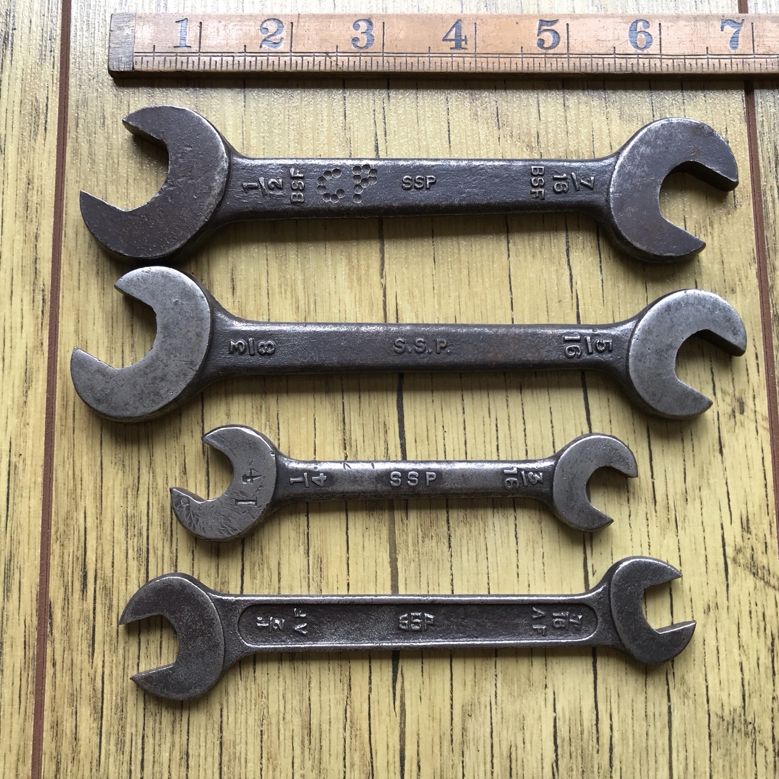 4 Vintage SSP Spanners Classic Car Motorcycle Tool Kit Spanner’s.