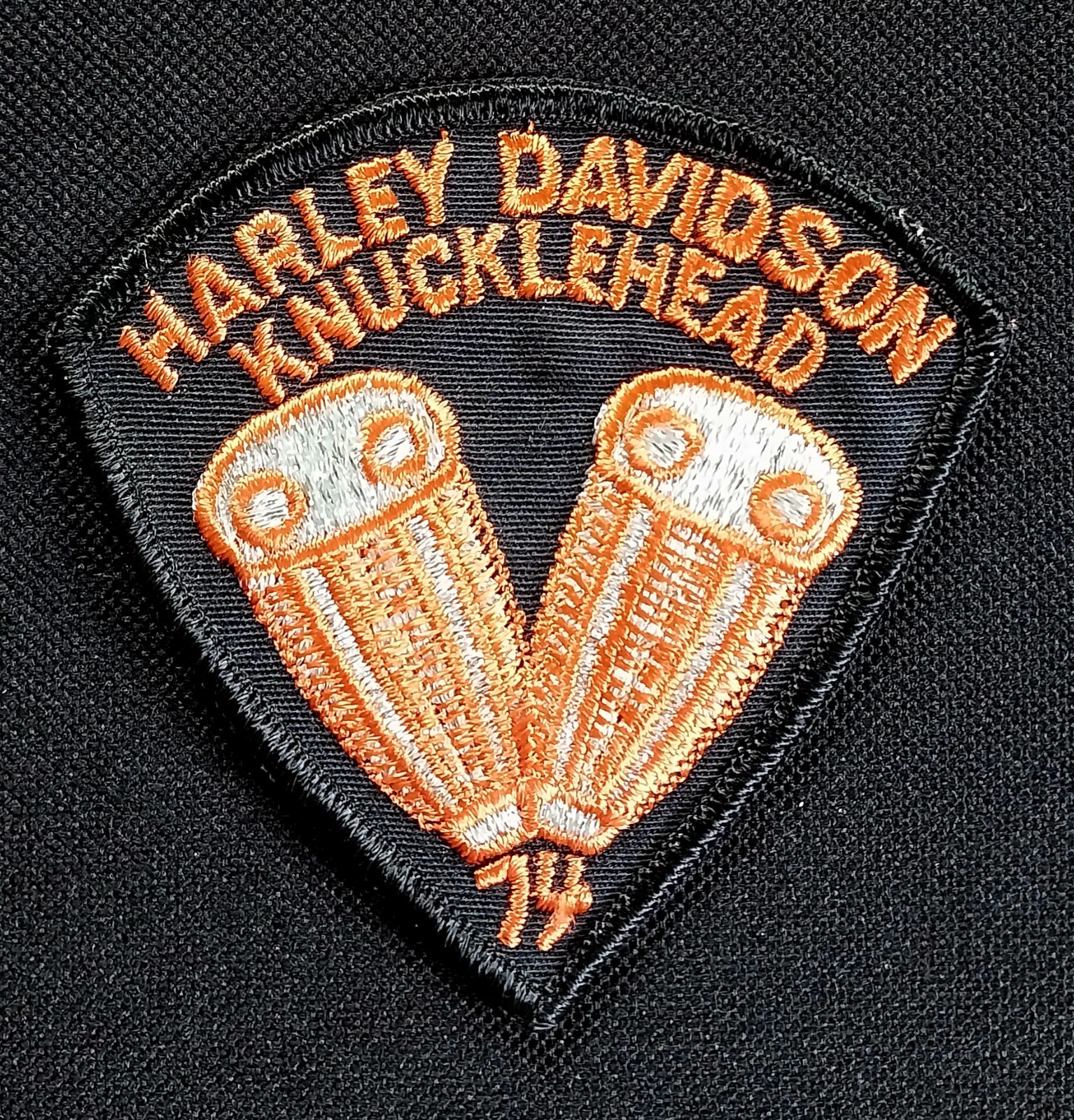 Vintage Authentic Original Harley-Davidson Knucklehead 74 Orange Biker Patch