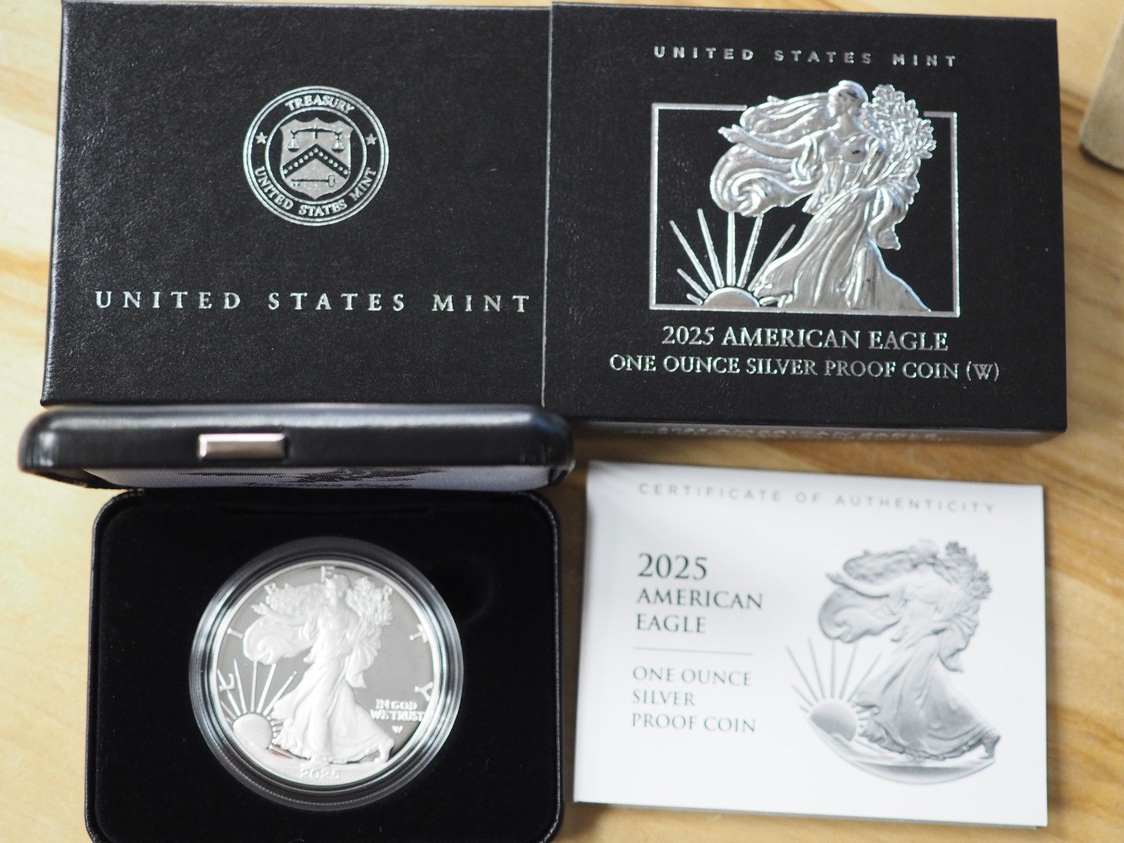 2025- *W*  $1 AMERICAN SILVER PROOF EAGLE w/OGP & COA - FREE SHIPPING!
