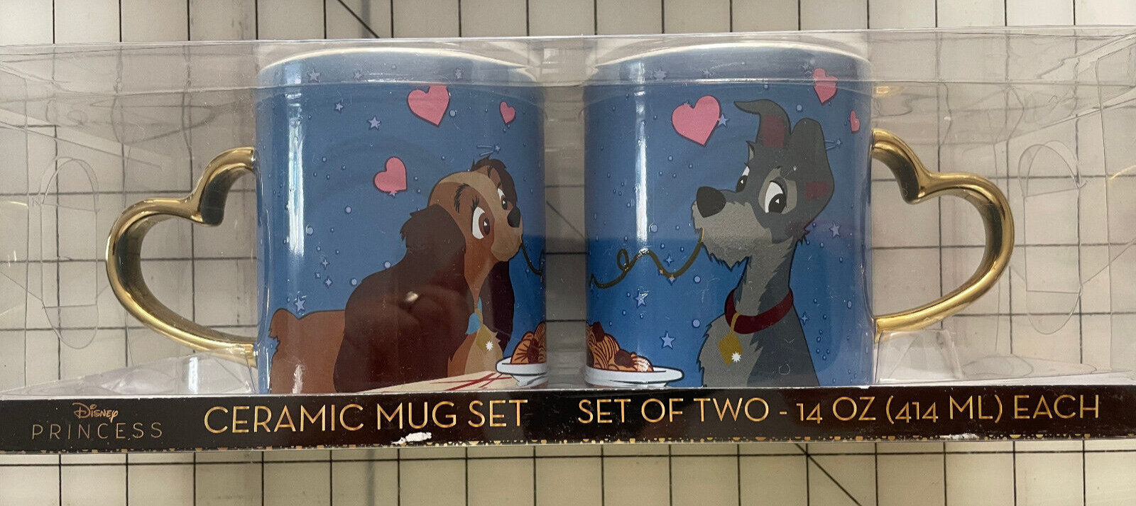 LADY & THE TRAMP Ceramic 14 oz MUG Set - NWT