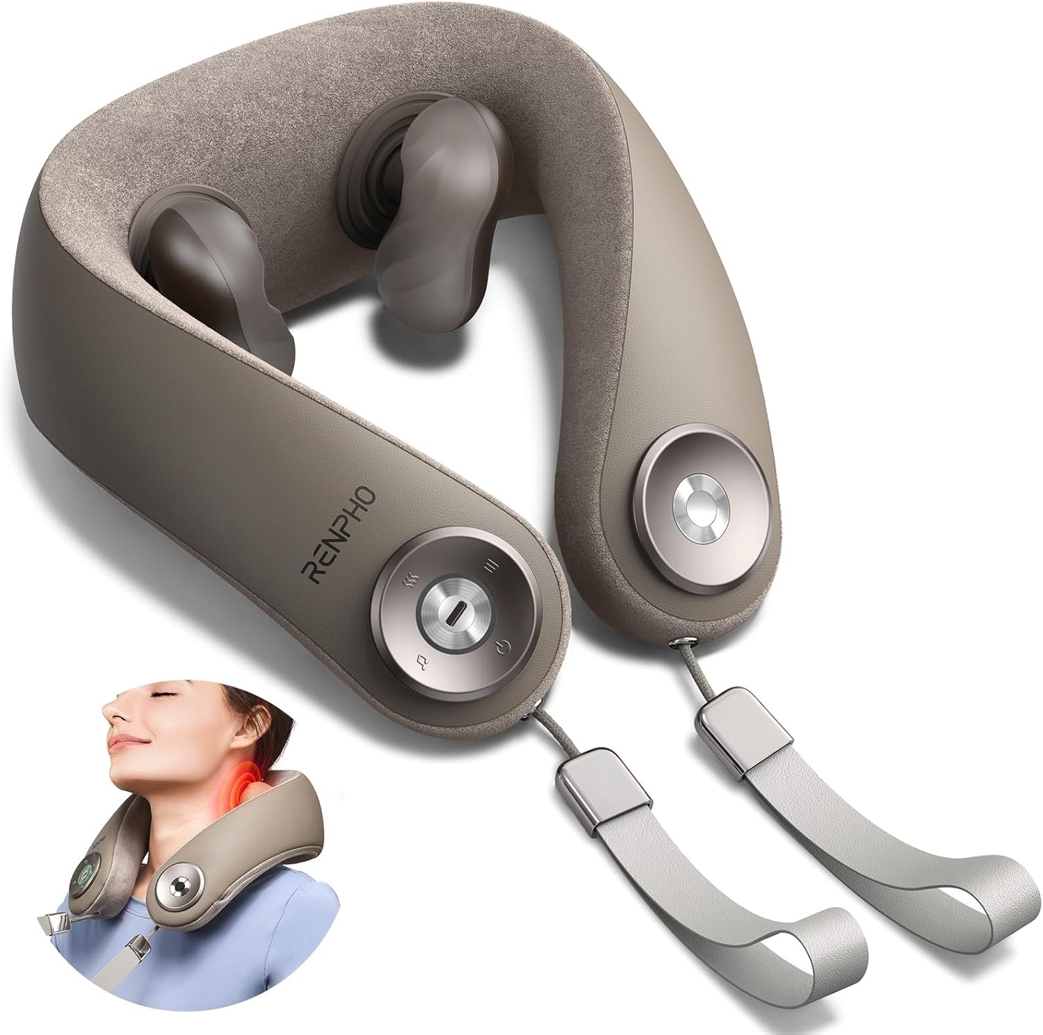 RENPHO Neck Massager with Heat [2025 Upgraded], 6D Cordless Neck Massager Gifts