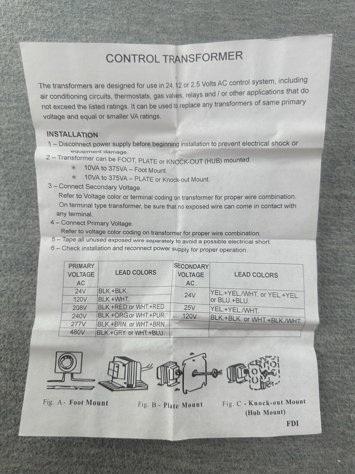 RIB TR20VA004 - Transformer 20VA 60 HZ HR