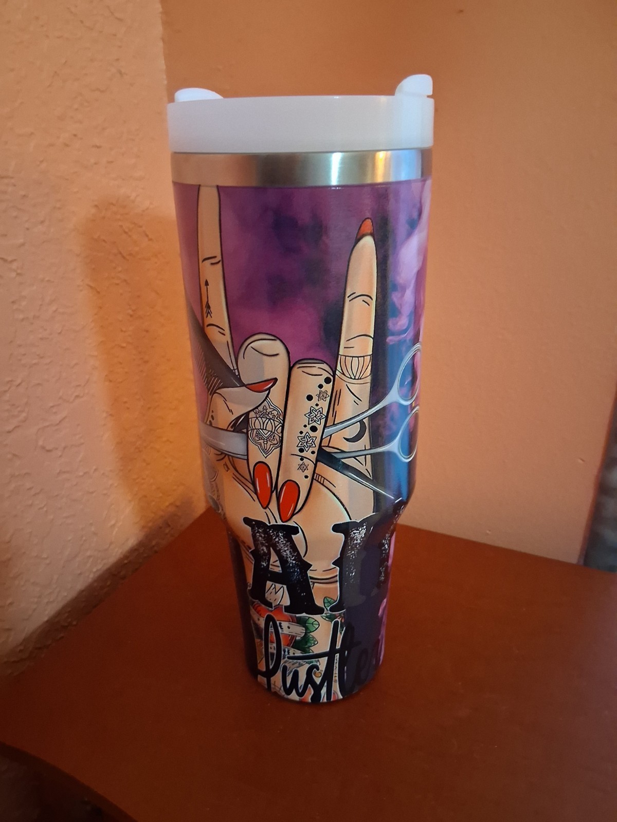Hair Hustler 40 oz Tumbler Hairstylist Cosmetologist Tattoos With Handle