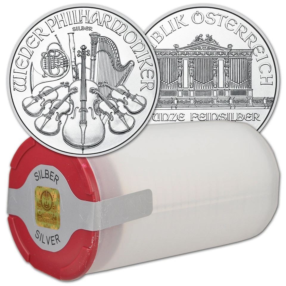 2026 Austria Silver Philharmonic 1 oz 1.5 Euro - 1 Roll 20 BU Coins in Mint Tube