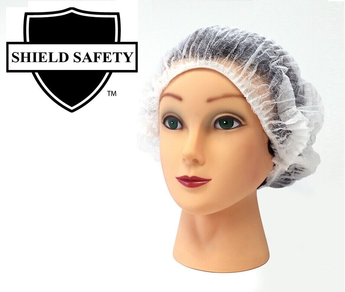 21" Polypropylene White Hair Mob Cap Latex Free 1000 Pieces