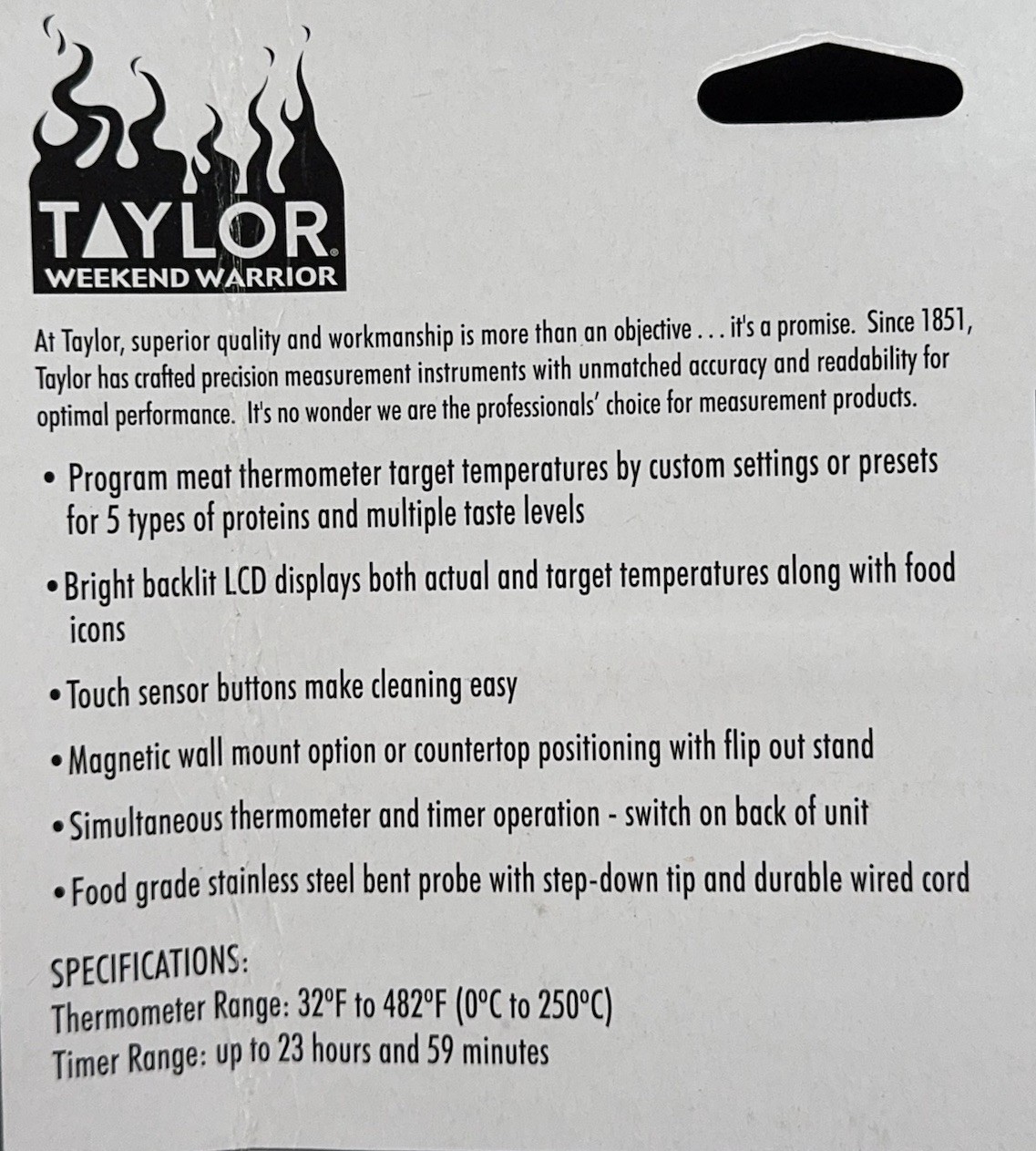 Taylor Programmable Wired Probe Thermometer Timer Digital Meat Grill BBQ 5286710