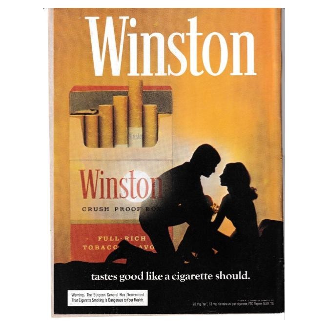 VTG Winston Cigarette Magazine ad March 1974 Couple Sunset Love