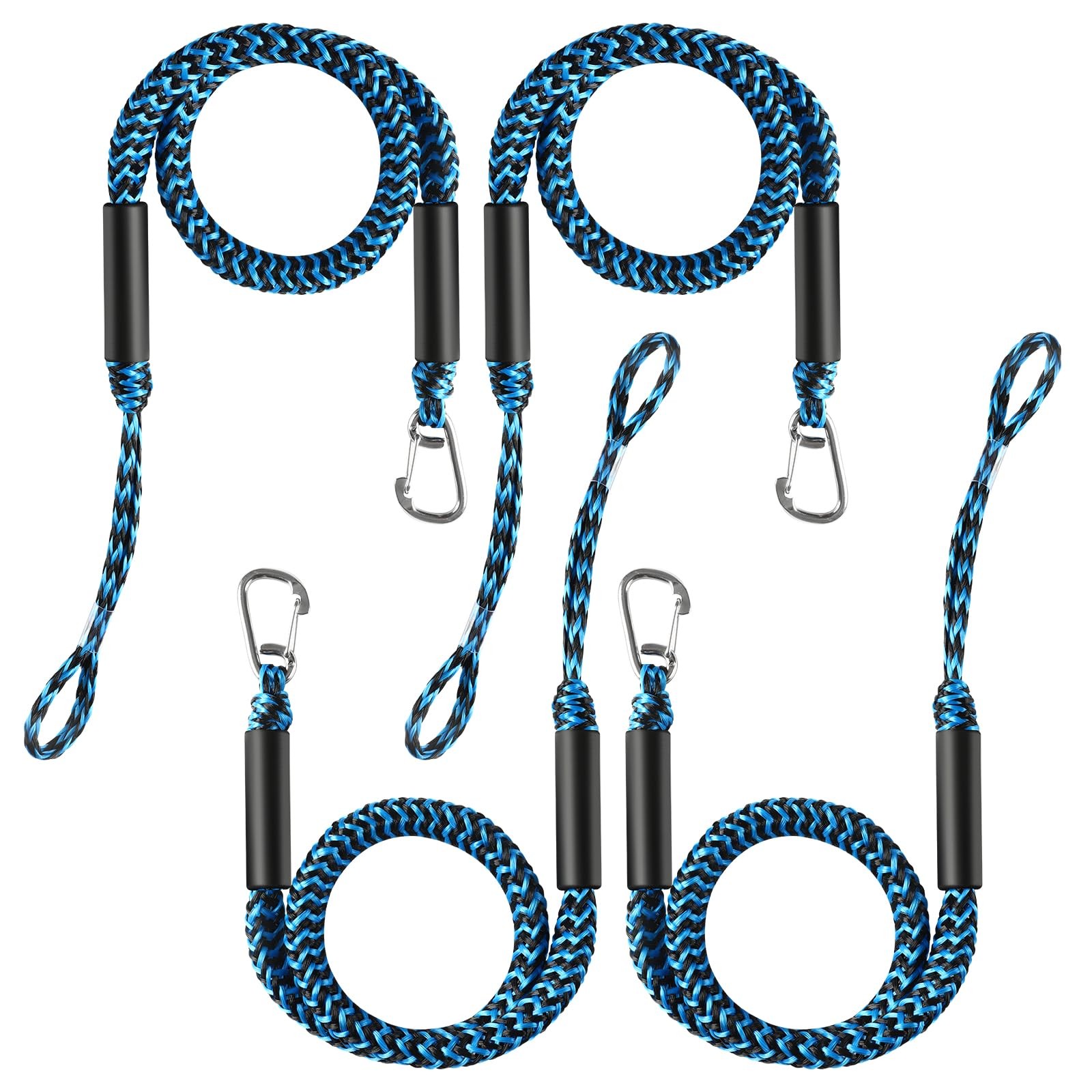 4 Pcs Boat Bungee Dock Lines, 4 Feet Mooring Rope for Docking Stretches to 6 ...