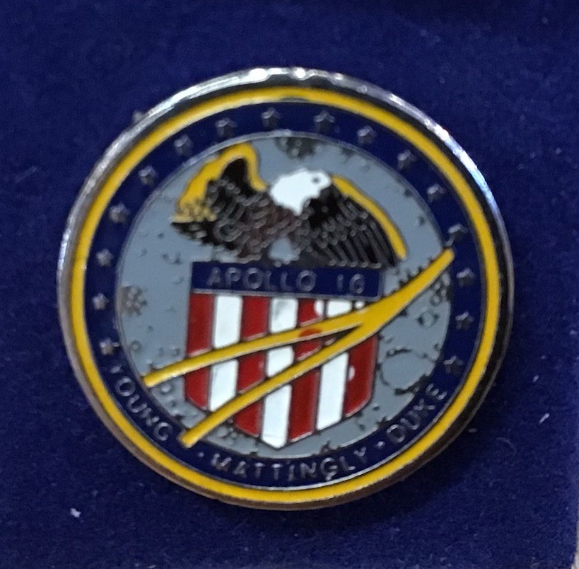 NASA Space Exploration Mission Apollo XVI Commemorative Enamel Tie Tack Pin