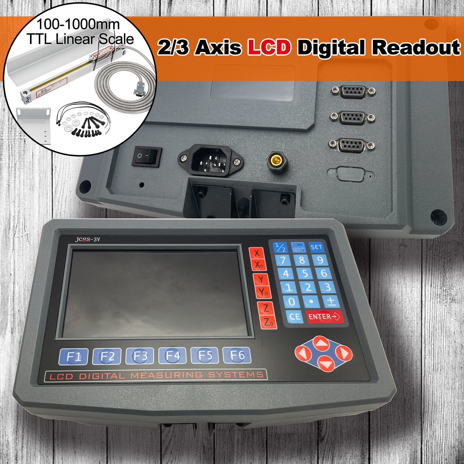 iMeshbean LCD DRO 3 Axis Digital Readout+ 5micron GCS900-3D Linear Scale Encoder