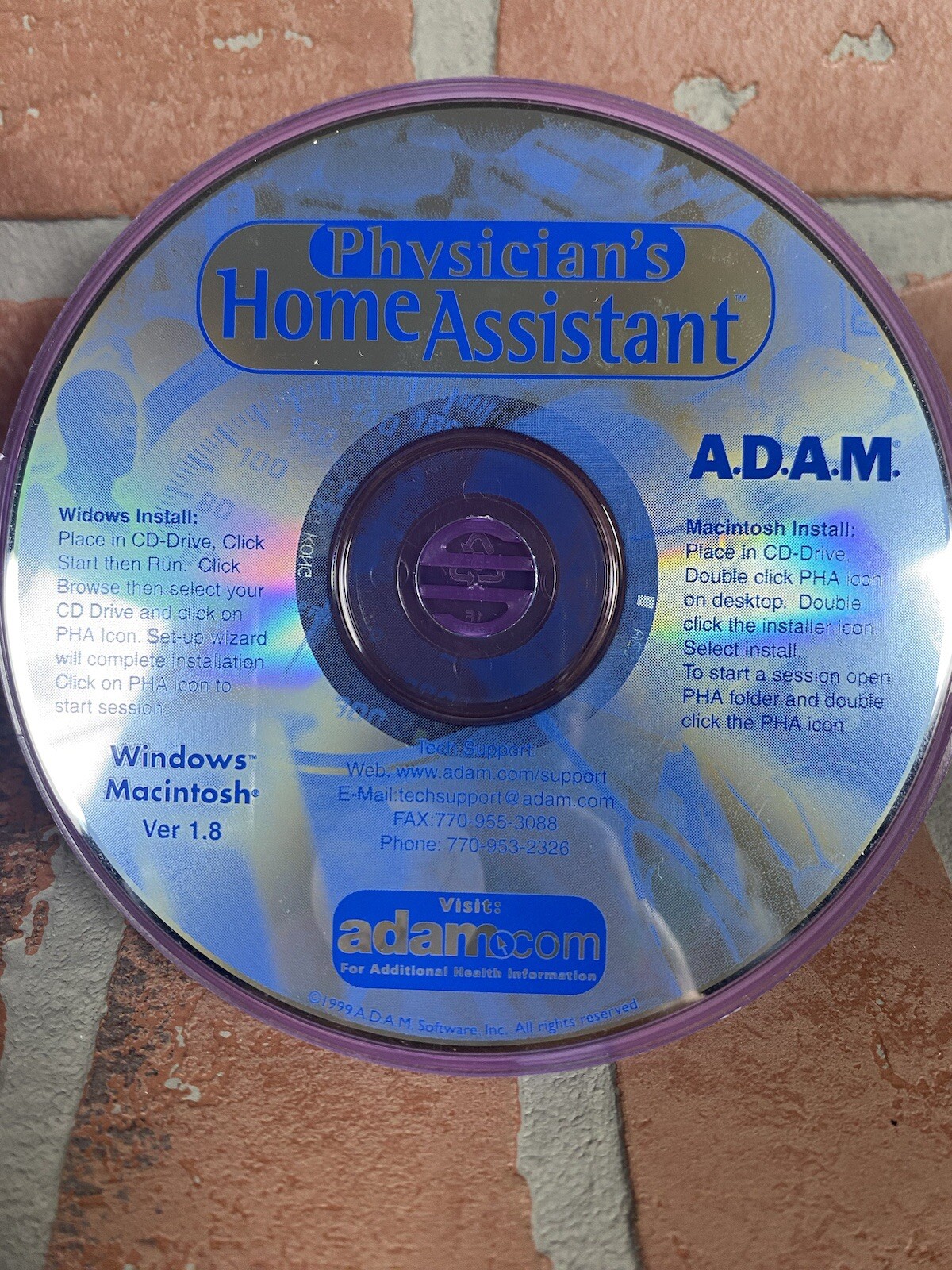 Physician’s Home Assistant CD-ROM V1.8 Windows 95/98 & Macintosh Software