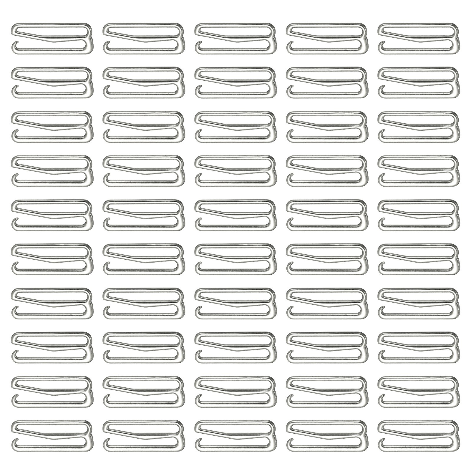 50Pcs Bra Hooks for Straps 25mm 9 Shaped, Silver