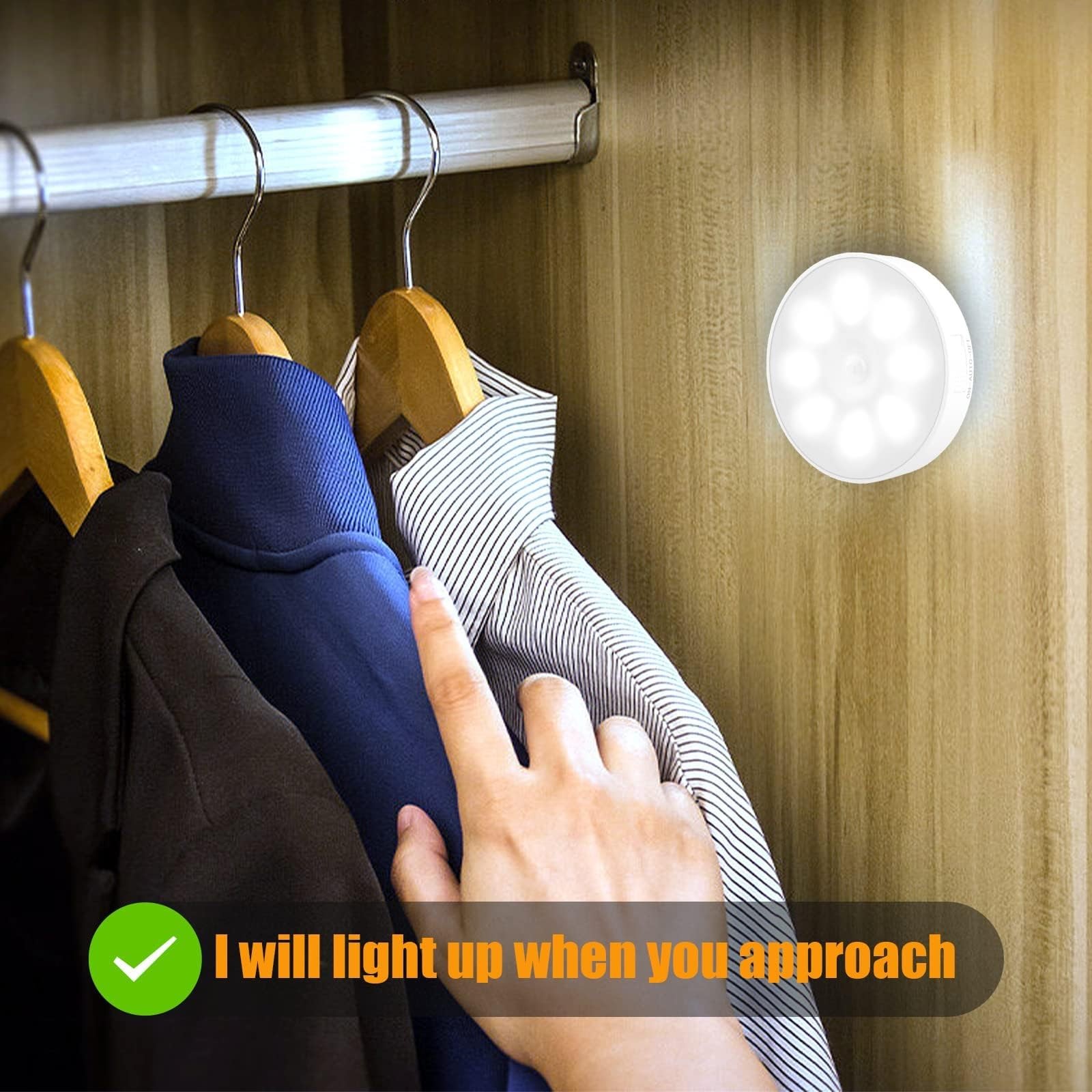 Upgraded Motion Sensor Light, 8 LEDs, 3 Pack Rechargeable, 120 Detection, 3 M...