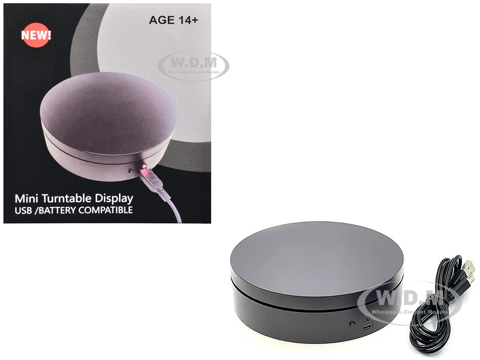 MINI TURNTABLE ROTATING DISPLAY STAND 4.75" BLACK FOR 1/64 SCALE MODELS E12-BK