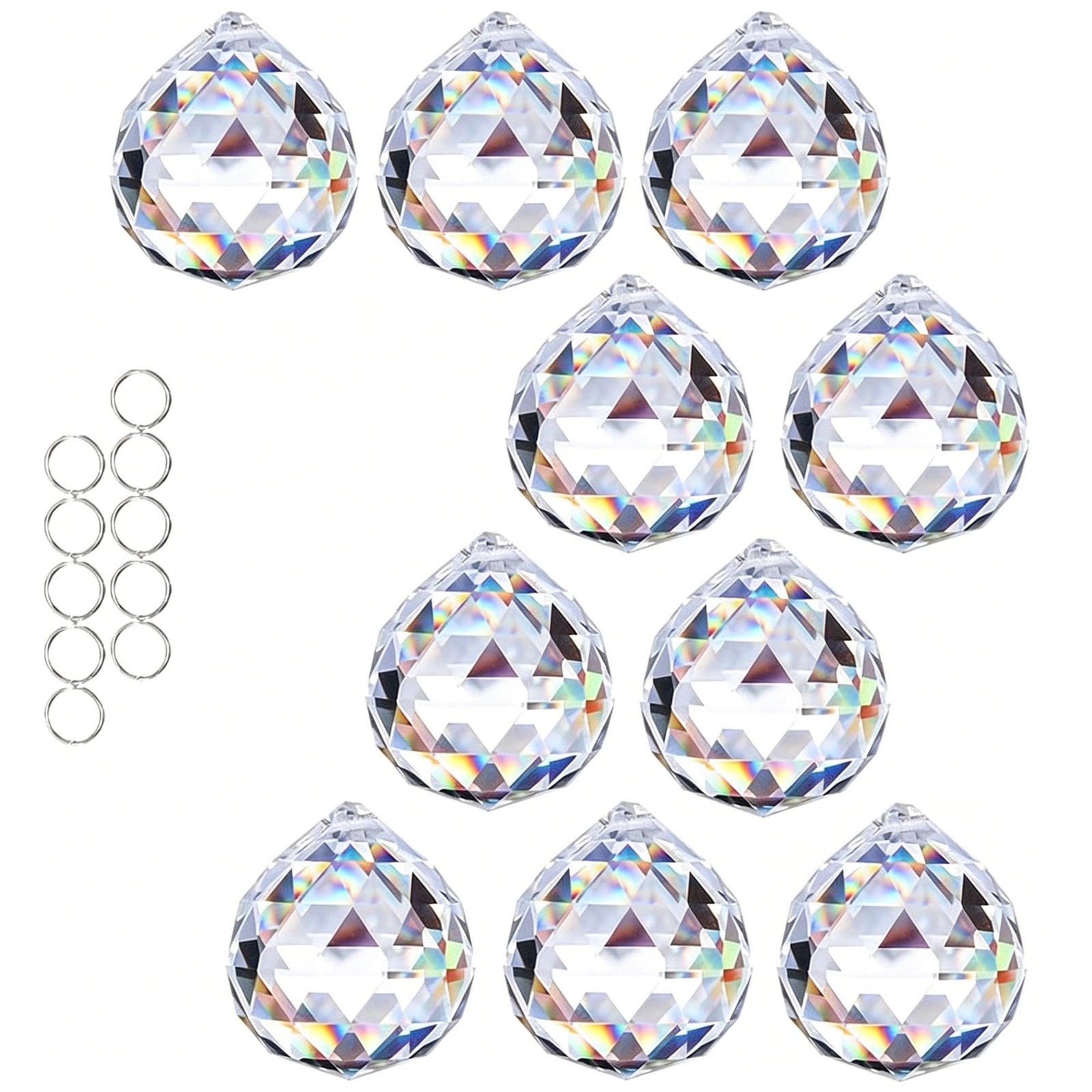 40mm 10Pack Crystal Ball Prism 1.57 Inch Decorative Ball for Chandelier Windo...