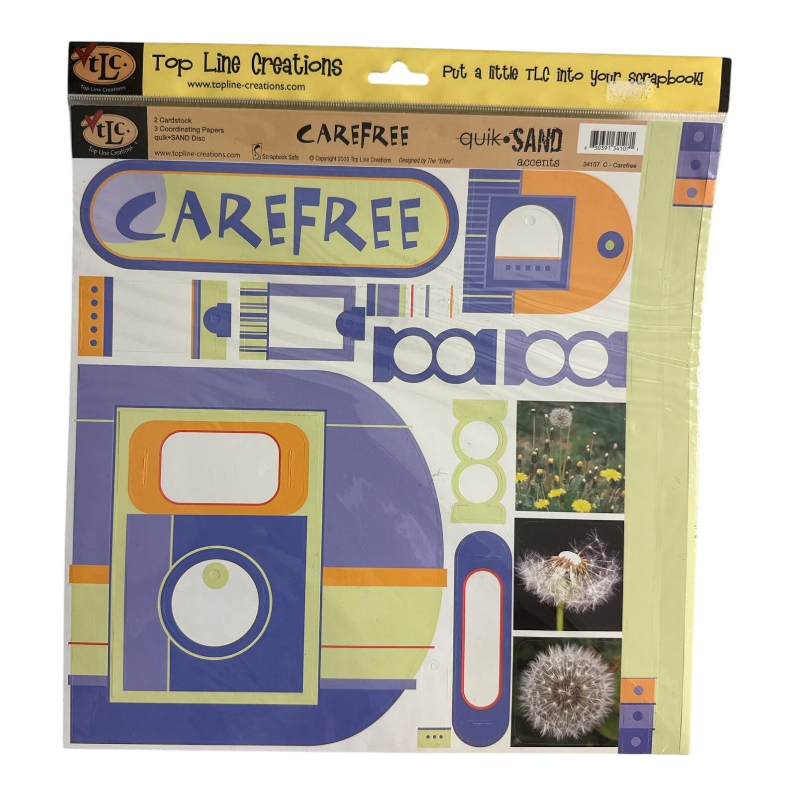 TLC 2005 Carefree Quik-Sand Scrapbook Paper Pad Accents Retro Design