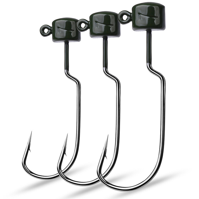 25pcs Ned Rig Jig Heads Weedless Finesse Mushroom Wide Gap Ned Fishing Hook Bass