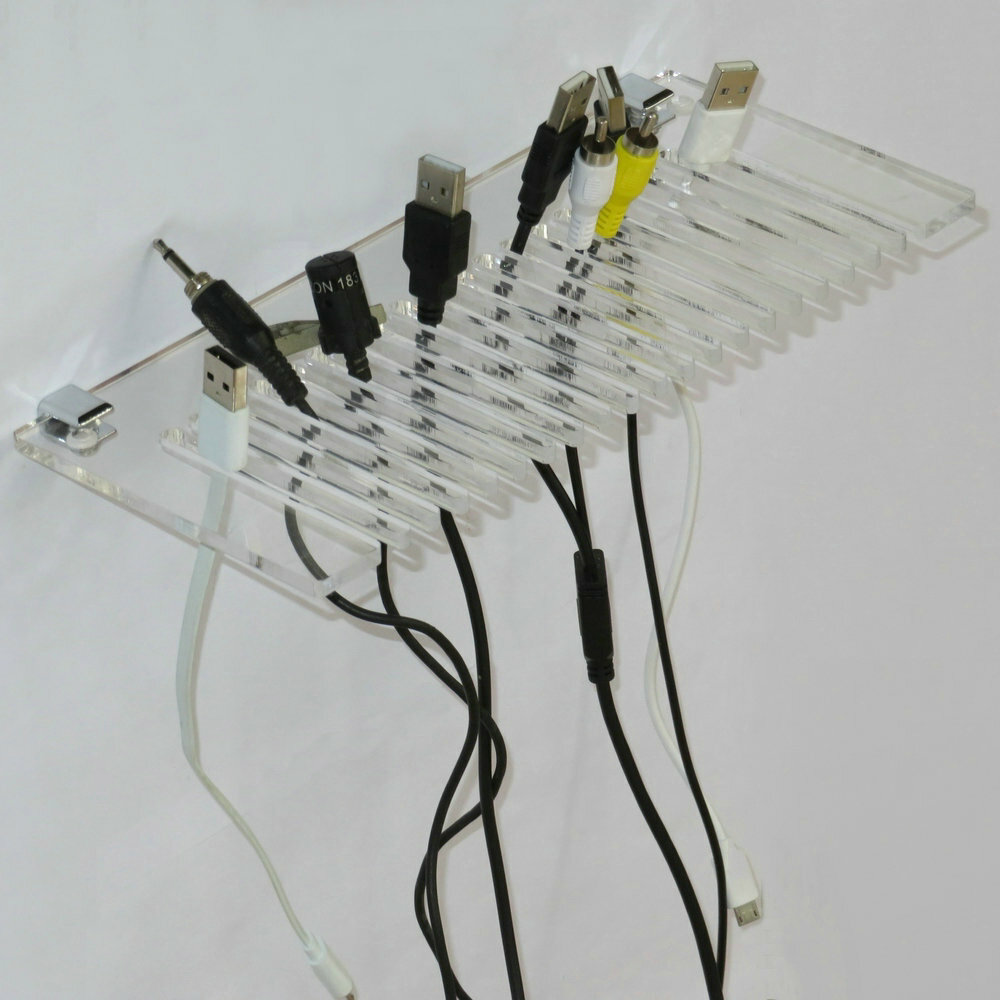 Acrylic Wall Mountable Cable Hanger and Organizer ;Ranges from 3-5mm Spaces
