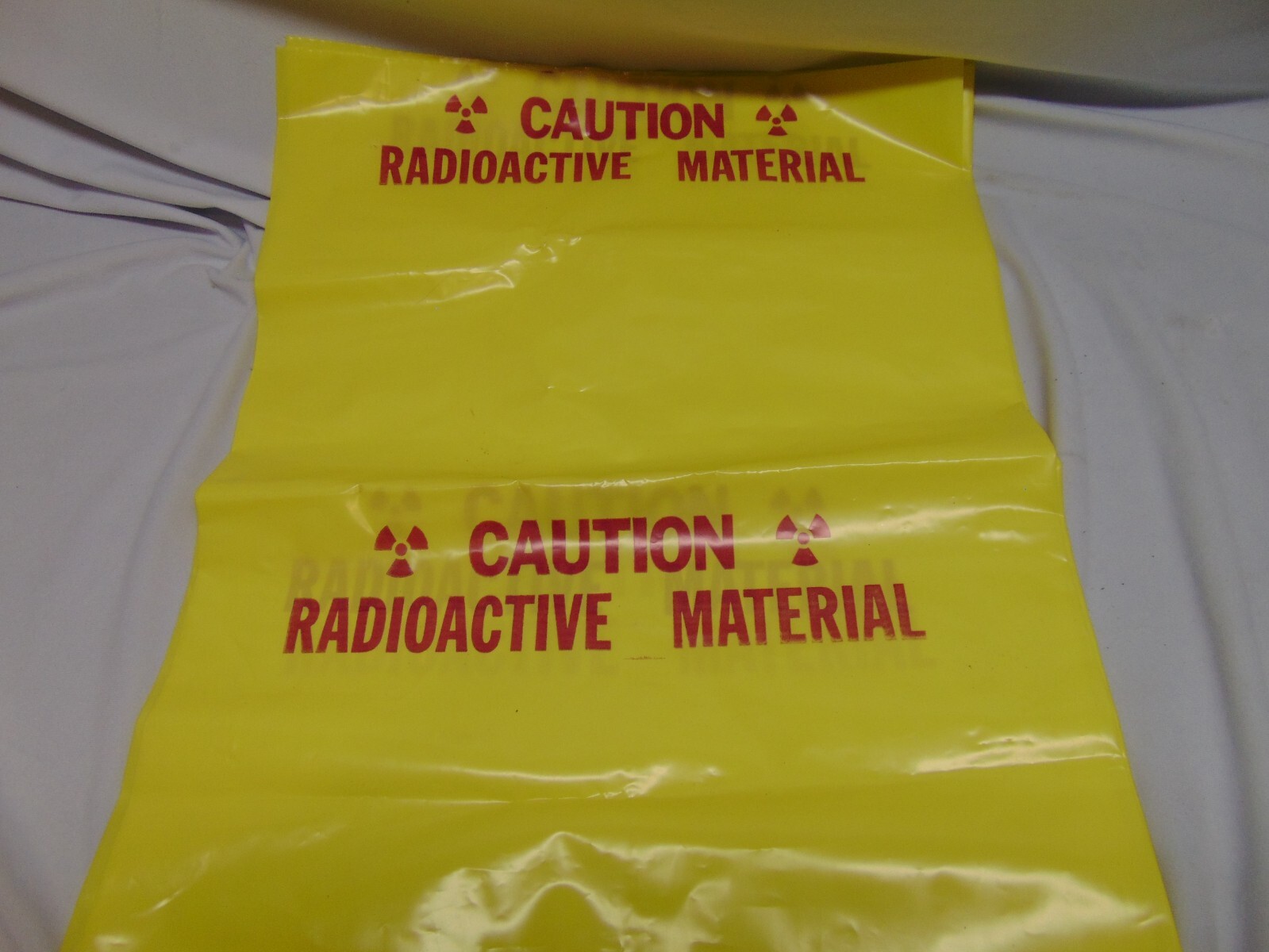 (3) Vintage Yellow Caution Radioactive Waste Material disposal bags 26" x 18"