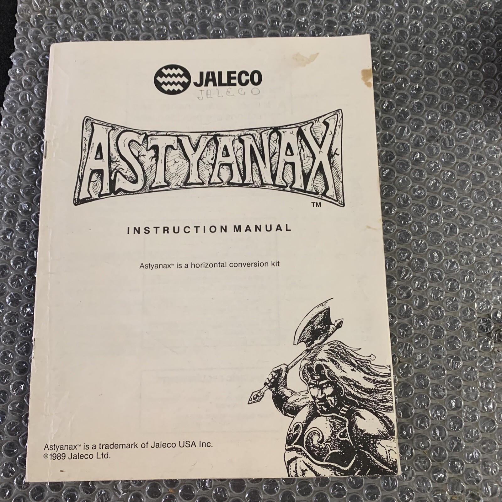 Original Astyanax Jaleco   arcade video game manual