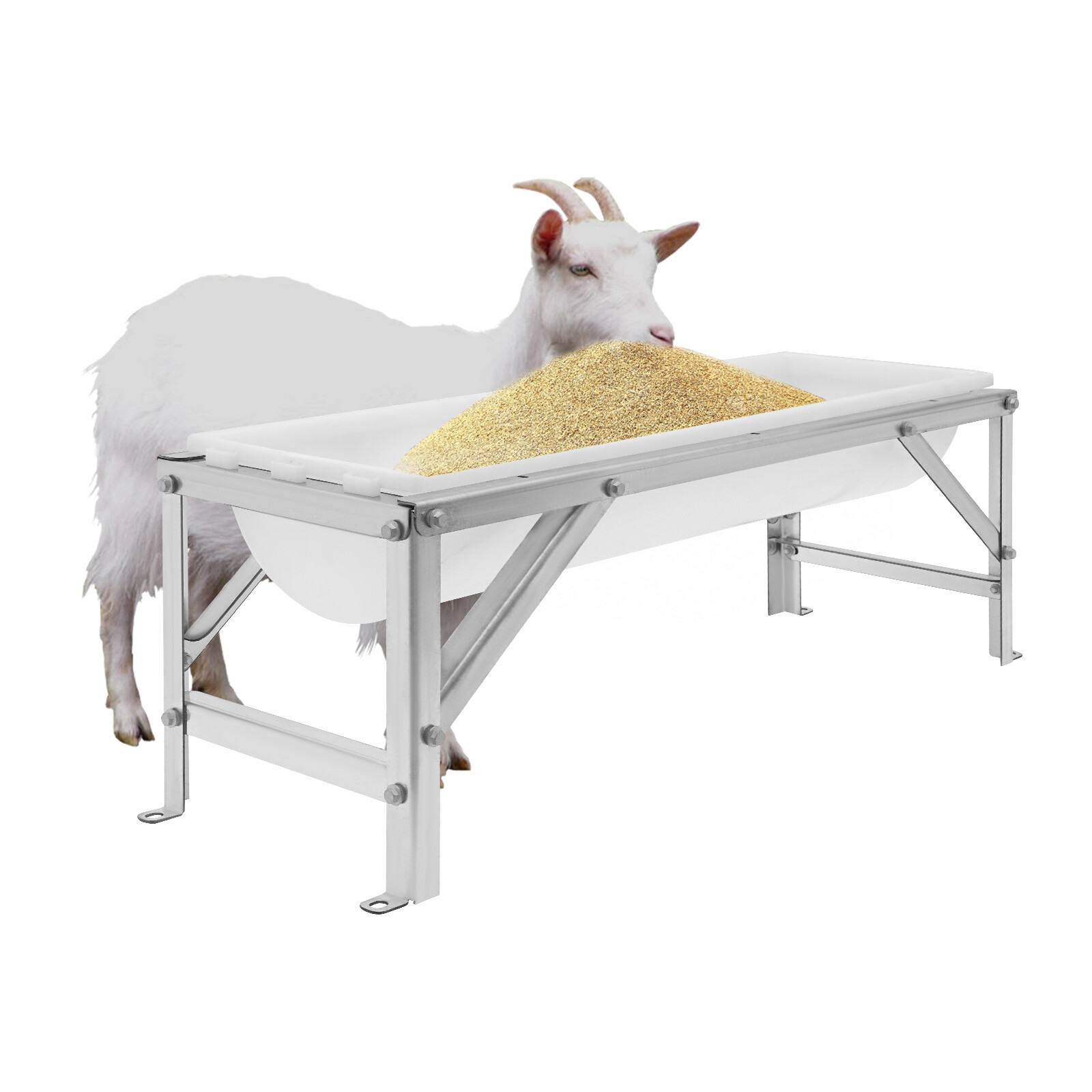 35L Livestock Rectangular Feed Trough Feed Trough Feeder w/Stand Floor Standing