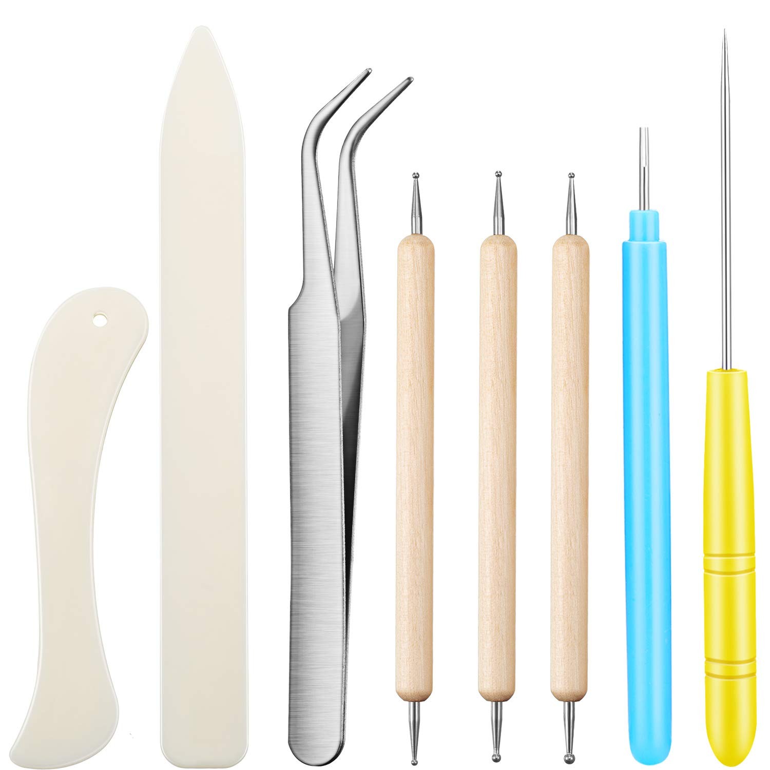 8Pcs Bone Folder Tool Set, Includes Creasers, Indentation Pens, Tweezers