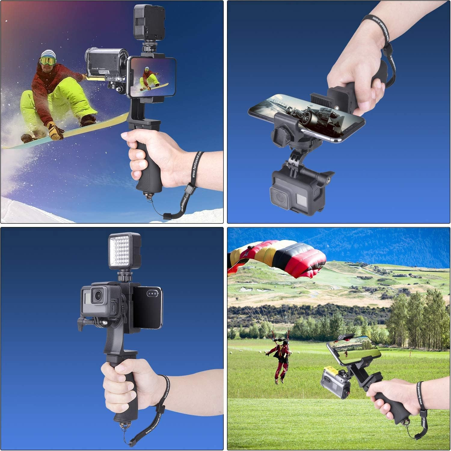 2In1 Ergonomic Portable Action Camera+Smartphone SYN Hand Grip Stabilizer Combo