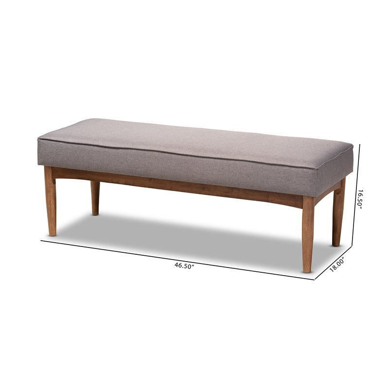 Baxton Studio Arvid Modern Fabric Upholstered Wood Dining Bench in Gray