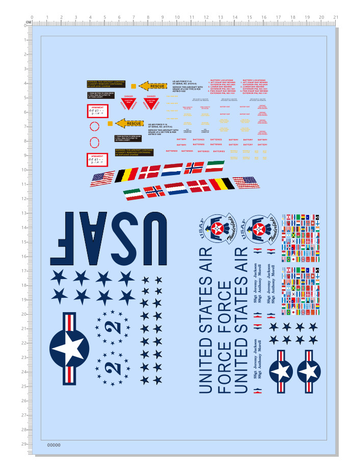 1/18 decals for USAF F-16 Thunderbird  (64701M)