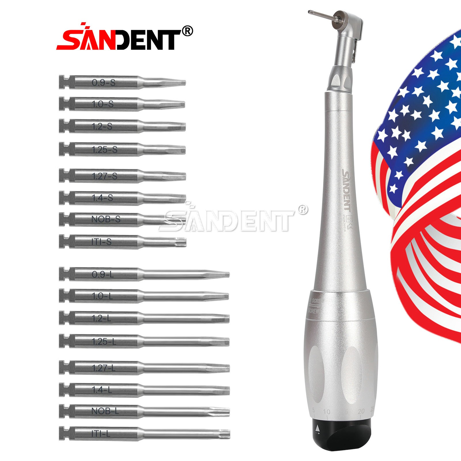 USA Dental Torque Wrench Universal Implant Wrench Contra Angle 16 Drivers Wrench