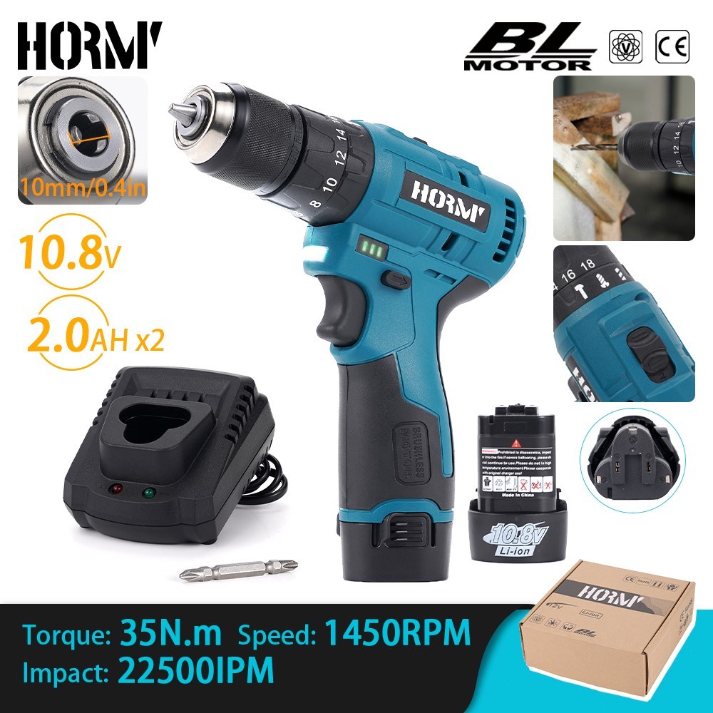Cordless Hammer Drill Brushless Impact Driver with 2 Battery and Fast Charger US