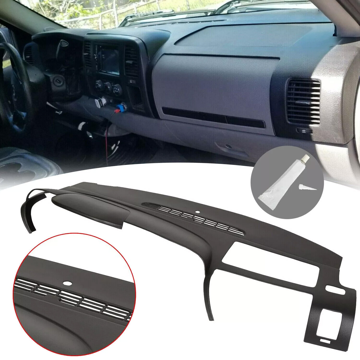 Front Dash Board Cap Cover Overlay Fit For 07-13 Silverado LS LTWT Sierra SL SLE