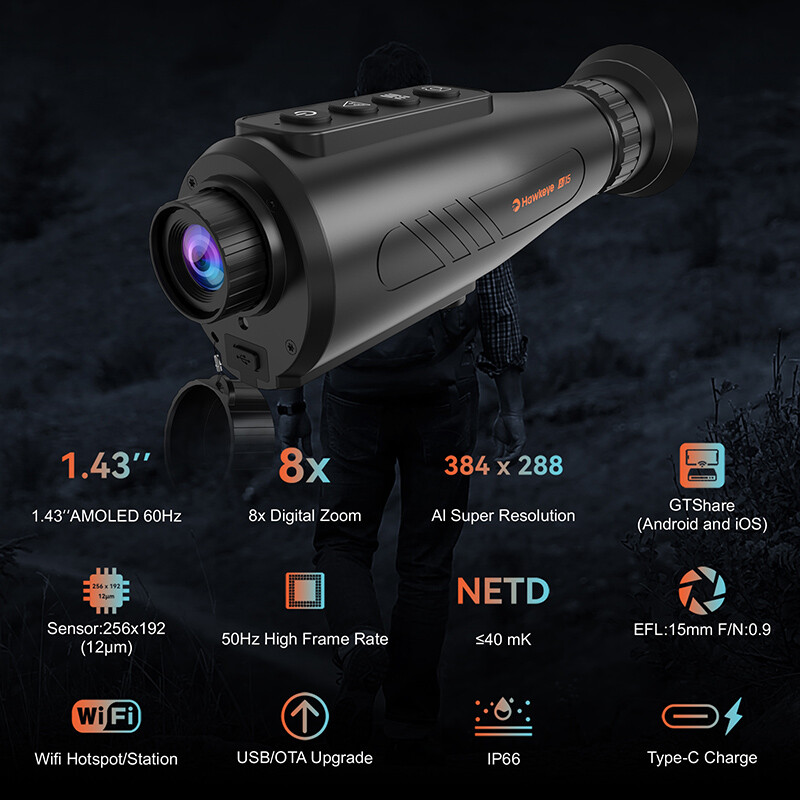 Thermal Monocular 256x192 (Ai 384x288) Thermal Imaging Night Vision for Hunting