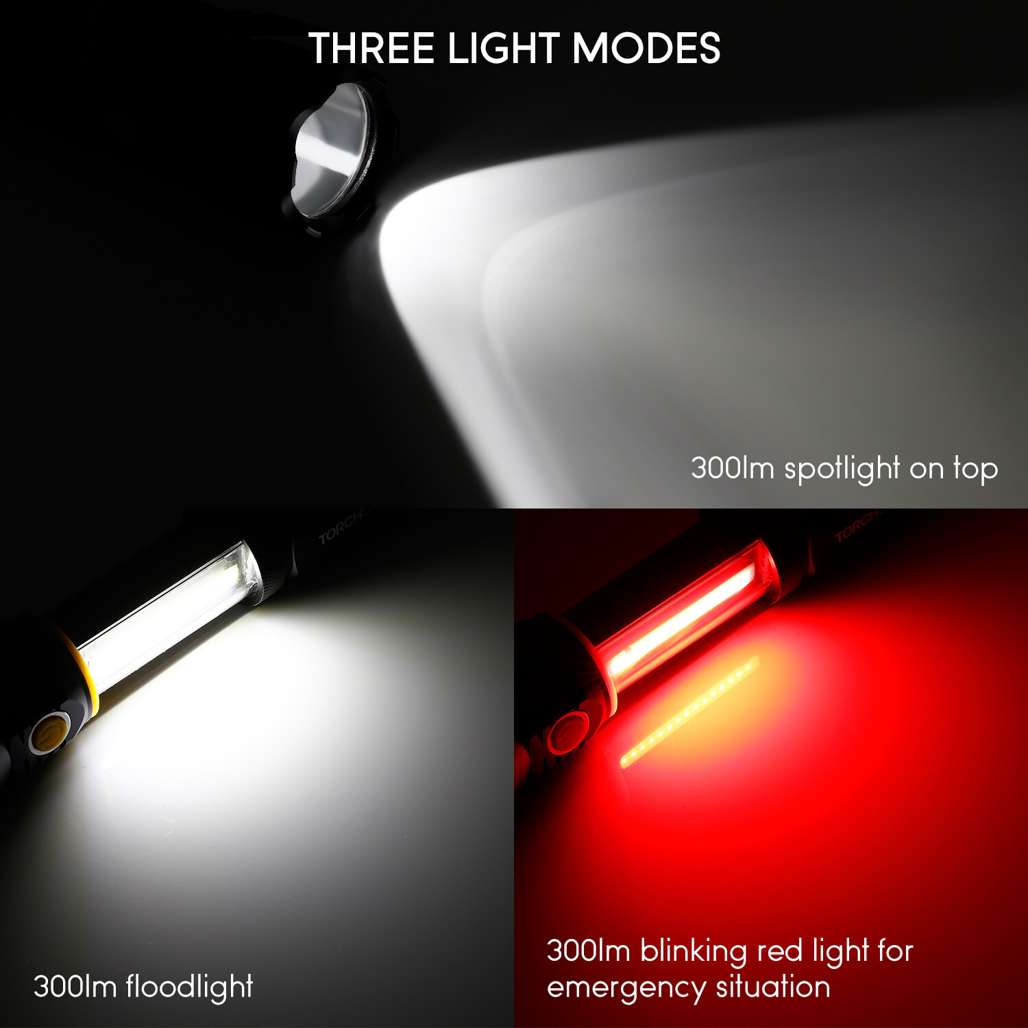 2-Pack LED Flashlight + Work Light, Magnetic Base, Battery Operate