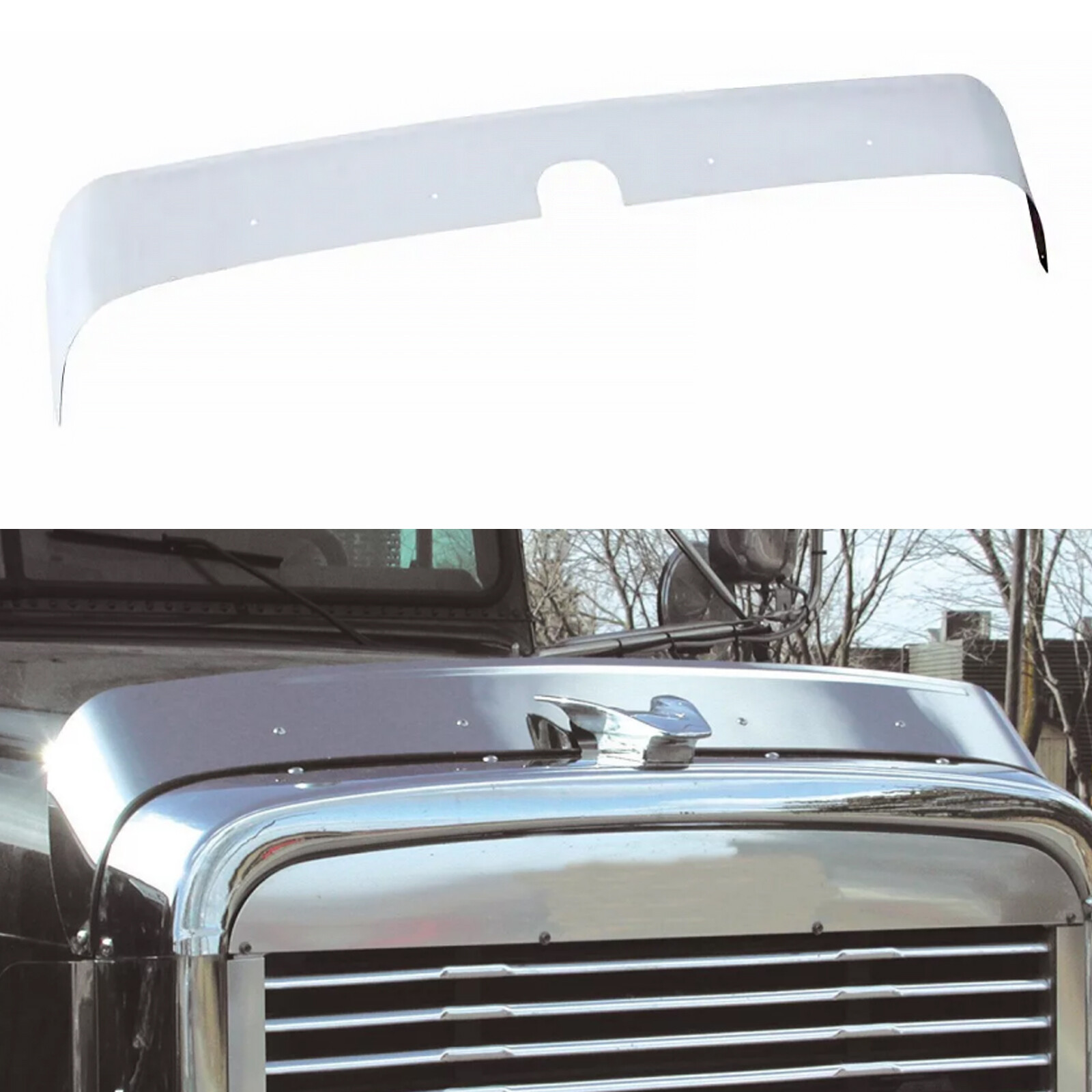 For 1991+ Freightliner Classic Truck Stainless Steel Hood Shield Bug Deflector