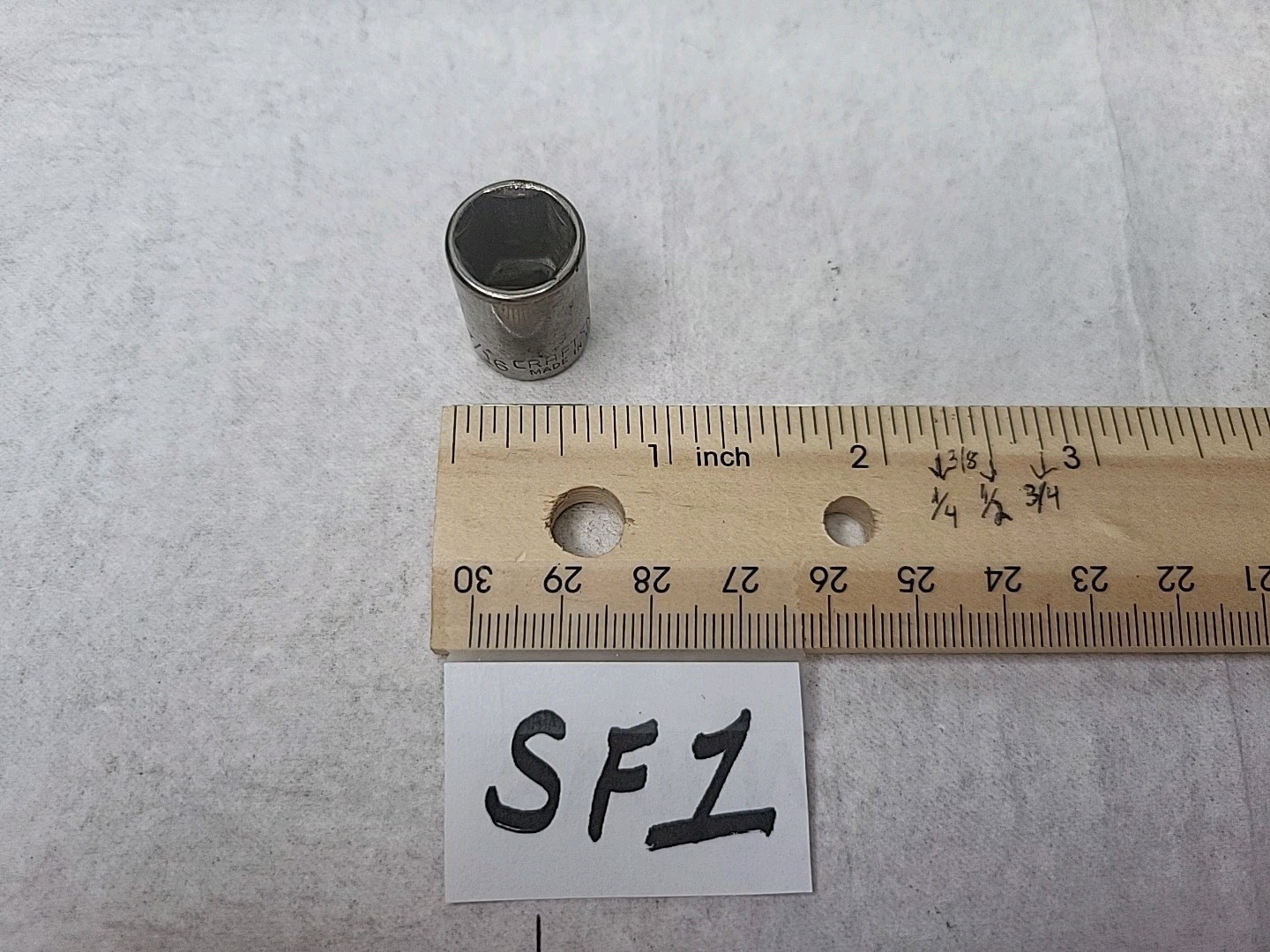 Vintage Craftsman 43498 1/4" Drive 7/16" Shallow Socket 6 Point -Invrtd G- USA
