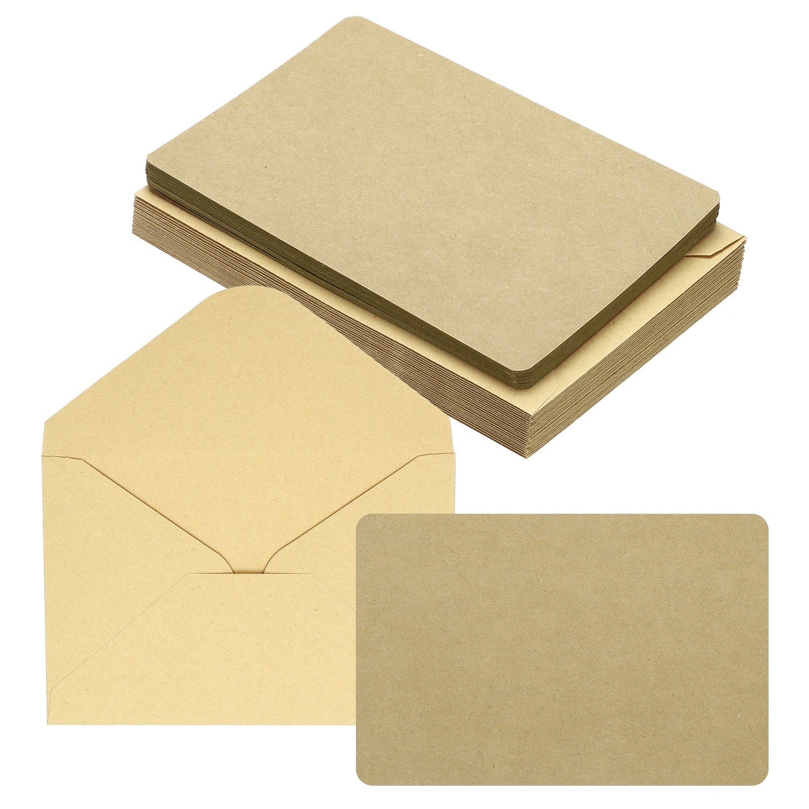 25Sets 4 x 6" Blank Greeting Cards and Envelopes, Rounded Corner  Cards, Brown