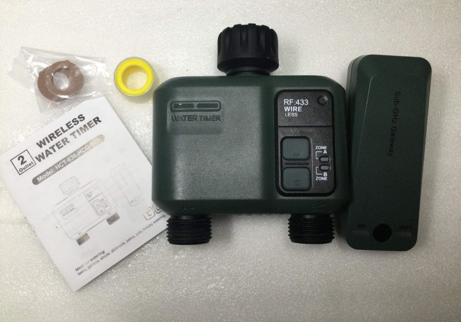 WiFi Water Timer 2 Zone for Garden Hose, Smart Sprinkler Timer with 984ft RF ...