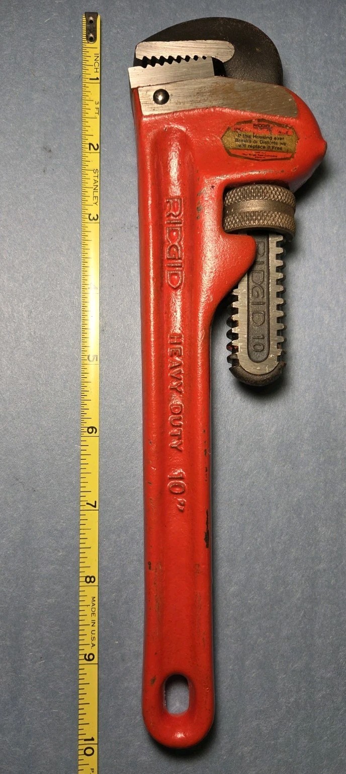 Vintage RIDGID 10 Inch Heavy-Duty Pipe Wrench Beautiful Original